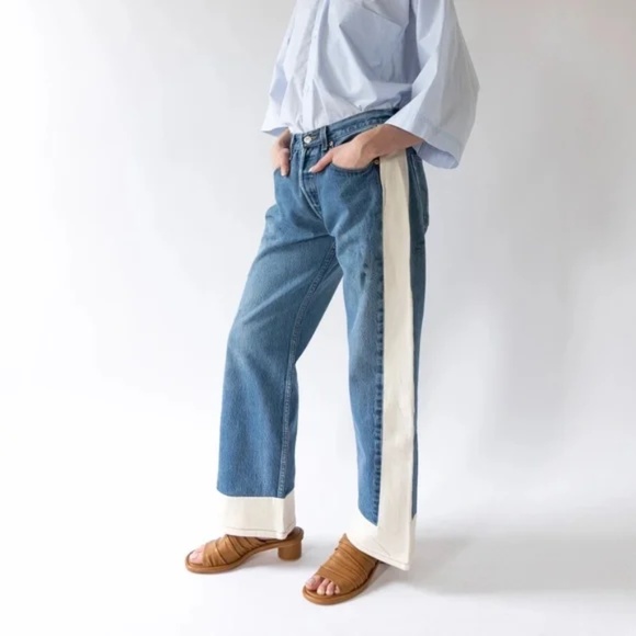 B SIDES Indigo and Ivory Straight Leg Jeans - Picture 8 of 14
